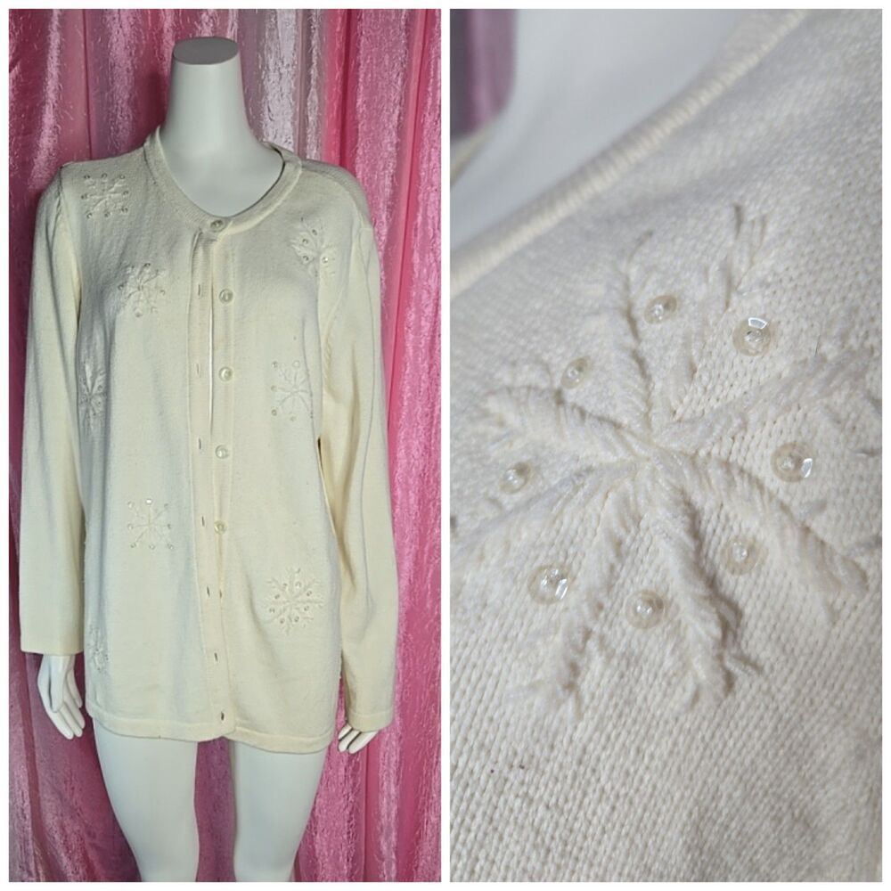 Vintage Cherokee Snowman Christmas Cardigan Sweater Size Womens Size XL